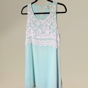 Ya Los Angeles Mint Green Dress with White Lace Overlay